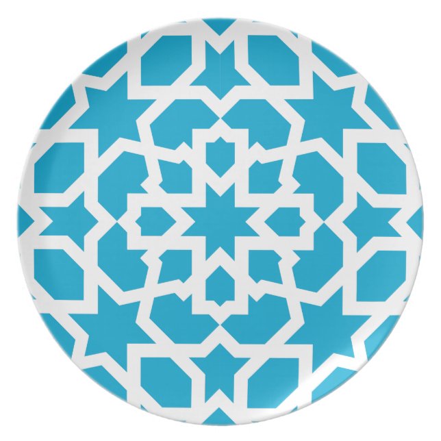 Azulejo azul de arabesco marroquí y mosaico tallrik (Framsidan)