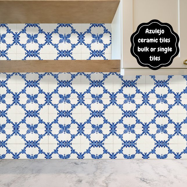 Azulejo Blå Anpassad Hus Namn Platta Skylt  Kakelplatta (Azulejo Mediterranean Blue Backsplash Ceramic Tile or Custom House Name Plate Plaque Sign. )