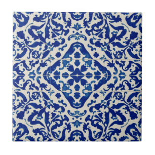 Azulejo blå och vit mosaik vintage bulk kakelplatta