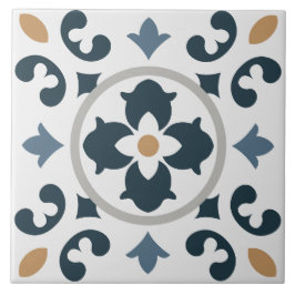Azulejo (blått, vitt, brunt) kakelplatta