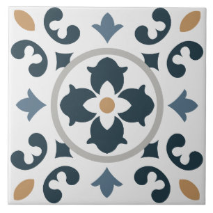 Azulejo (blått, vitt, brunt) kakelplatta