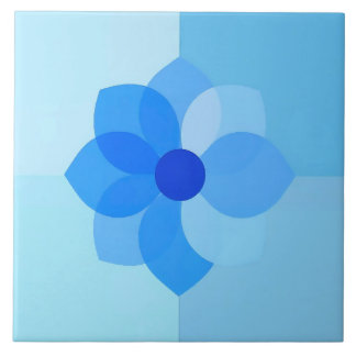 Azulejo Blue Mediterranean Modern Blommigt Kakelplatta