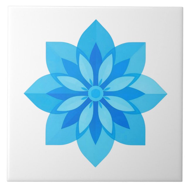 Azulejo Blue och White Modern Flower Kakelplatta (Framsidan)