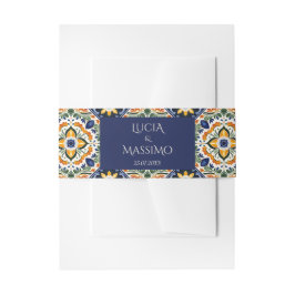 Azulejo blue Talavera vintage Mexikanska bröllop Band För Inbjudningskort
