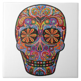 Azulejo decorado caveira bordada kakelplatta