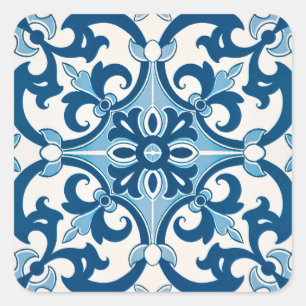 Azulejo Fleur-De-Lis stil belägger med tegel Fyrkantigt Klistermärke