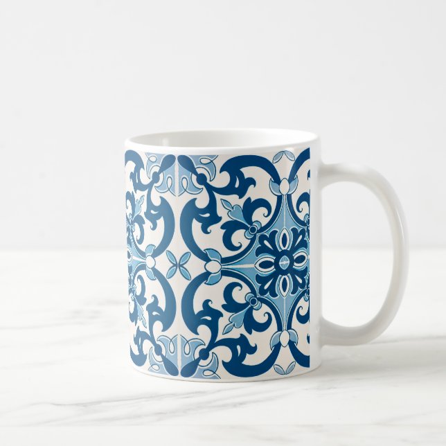 Azulejo Fleur De Lis Stil Mönster Kaffemugg (Höger)