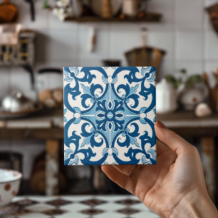 Azulejo Fleur De Lis Stil Mönster Kakelplatta