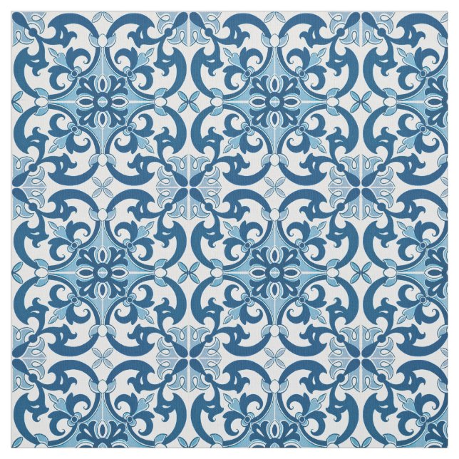 Azulejo Fleur De Lis Stil Mönster Tyg (Provkarta)