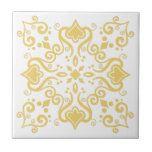 Azulejo Gult White A01a Kakelplatta<br><div class="desc">Snyggt Original Azulejo Portugal Mediterranean Traditional,  men Modern keramisk gult i mönster vid stil varm ljusa på vit bakgrund. Perfekt för inredingsdesign eller omvänt snedstreck. För andra variationer i färg ska du kontakta konstruktören. Du kan kontrollera hur mönster ser ut när plattorna sätts ihop på den här länken: https://www.zazzle.com/azulejo_yellow_white_pattern_a01a_scrapbook_paper-256633987546354180</div>