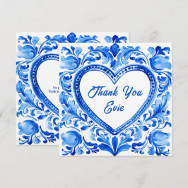 💙Azulejo Hjärtlig Tack‑Kort Tack Kort