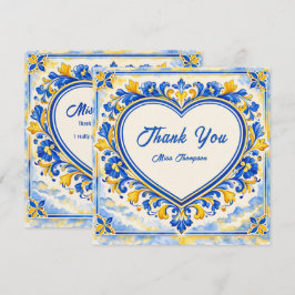 💙 Azulejo Hjärtlig Tack‑Kort Tack Kort