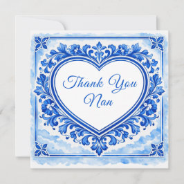 💙Azulejo Hjärtlig Tack‑Kort Tack Kort