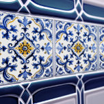 Azulejo Lisbon Patterned Talavera Ceramic Design Kakelplatta<br><div class="desc">Indigo Azulejo Blue Portuguese Lisbon decorative Talavera ceramic tiles are a beautiful and unique addition to any home. A high-quality product with a timeless esthetic. The blue color of the tiles is inspired by the indigo blue of Lisbon's famous azulejo tiles, adding a touch of history and culture to your...</div>