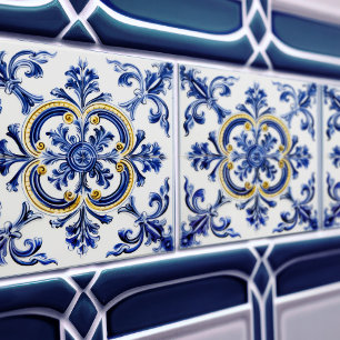 Azulejo Lissabon Patterned Talavera Ceramic Design Kakelplatta