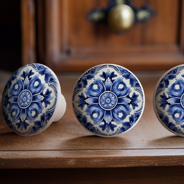 Azulejo Lissabon Patterned Talavera Ceramic Design Knopp (Skapare uppladdad)