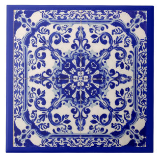 Azulejo Mediterranean Blue White Kakelplatta
