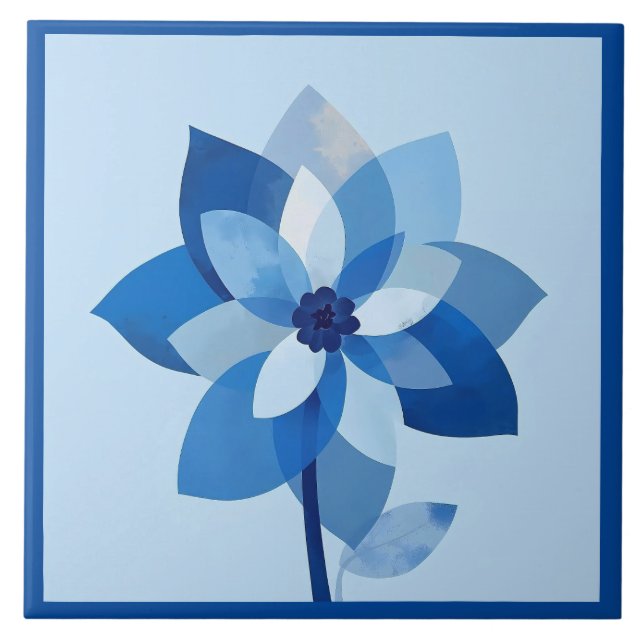 Azulejo Mediterranean Blue White Kakelplatta (Framsidan)
