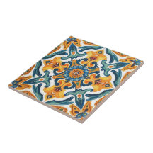 Azulejo orange och grön mosaik vintage bulk