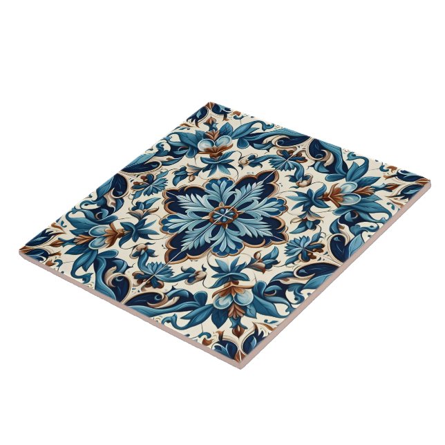 Azulejo Porcelain Blue Tile Mediterranean Mönster Kakelplatta (Sidan)
