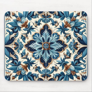 Azulejo Porcelain Blue Tile Mediterranean Mönster Musmatta