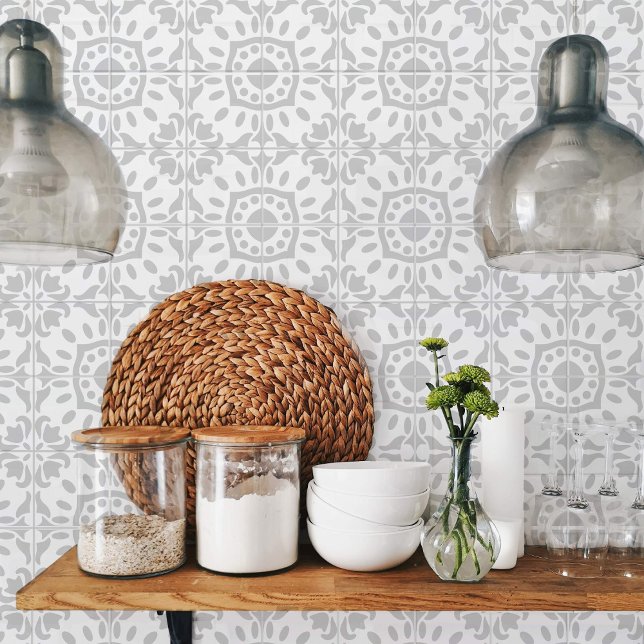 Azulejo Portugal Mediterranean Modern Grått White Kakelplatta (Skapare uppladdad)