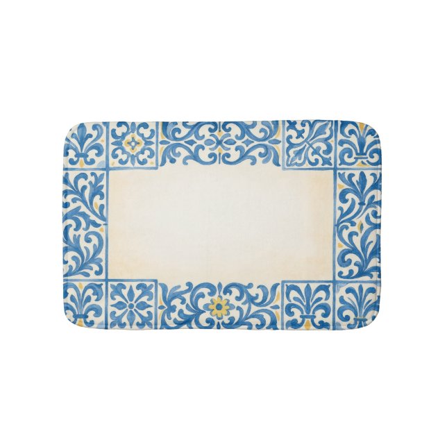 Azulejo Portugisisk stationär akvarelldesign Badrumsmatta (Framsidan)