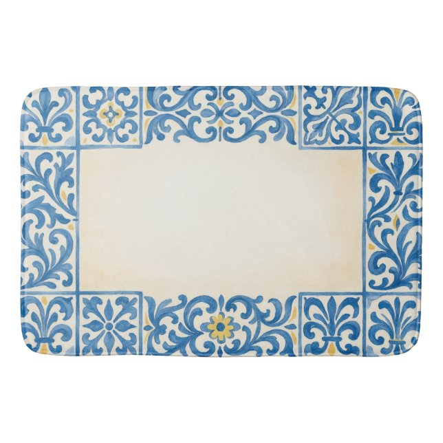 Azulejo Portugisisk stationär akvarelldesign Badrumsmatta (Framsidan)