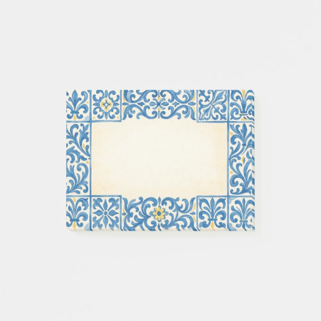 Azulejo Portugisisk stationär akvarelldesign Post-it Block (Framsida)