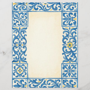Azulejo Portugisisk stationär akvarelldesign Reklamblad