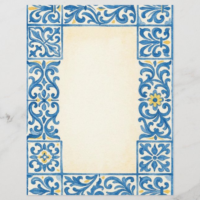 Azulejo Portugisisk stationär akvarelldesign Reklamblad (Framsidan)
