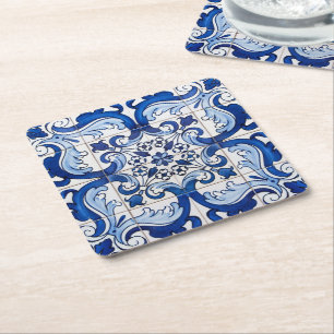 Azulejo Portugisiska glaserade plattor Mönster Underlägg Papper Kvadrat