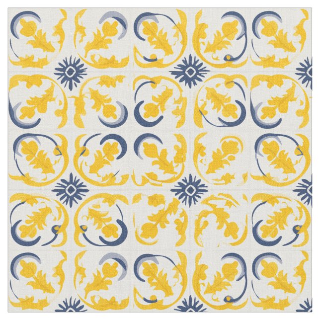 Azulejo Portugisiska Gulten för Medelhavsområdet & Tyg (Närbild)