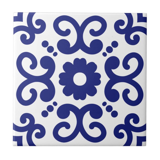 Azulejo Portugisiska Medelhavsblåvitan 03 Kakelplatta (Framsidan)