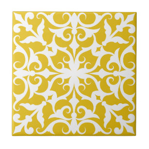 Azulejo Portugisiskt Medelhavsgult&Vit Kakelplatta