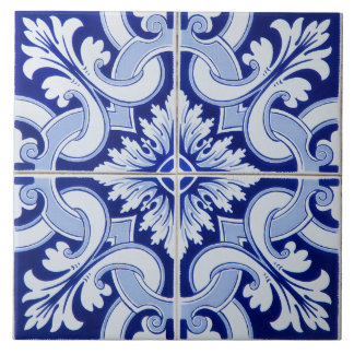 Azulejo Portuguean Mediterranean Blue White Kakelplatta