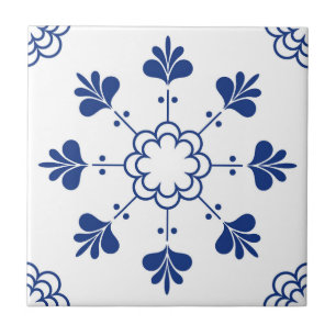 Azulejo Portuguean Mediterranean Blue White Kakelplatta