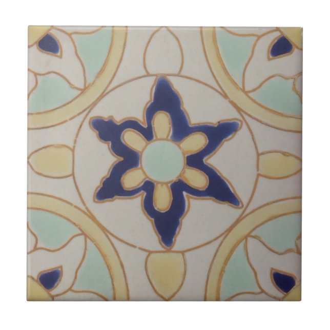 Azulejo Portuguesa Tile - Vintage Blue 4x4 Kakelplatta (Framsidan)