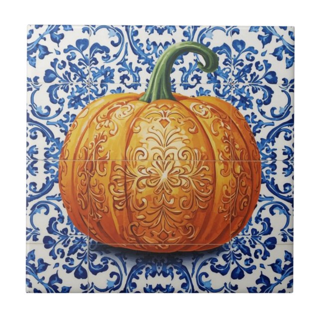 Azulejo pumpkin orange mosaic vintage bulk kakelplatta (Framsidan)