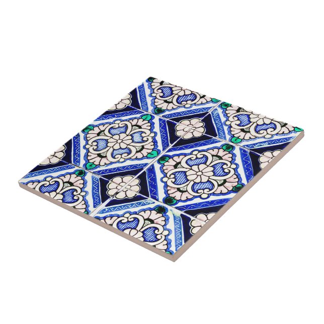 Azulejo Spanska Mönster Tiles Navy Blue White Kakelplatta (Sidan)