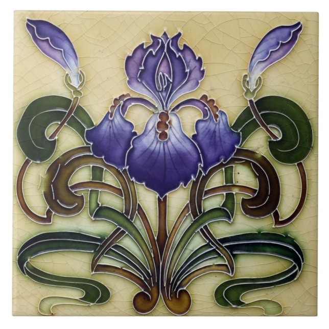 Azulejo Tile art nouveau stil dekorativ eldplak Kakelplatta (Framsidan)