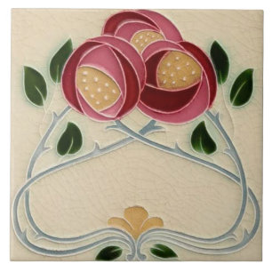 Azulejo Tile art nouveau stil dekorativ eldplak Kakelplatta