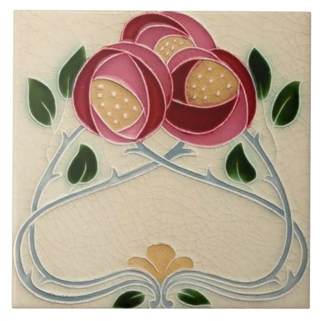 Azulejo Tile art nouveau stil dekorativ eldplak Kakelplatta (Framsidan)