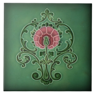 Azulejo Tile art nouveau stil dekorativ eldplak Kakelplatta