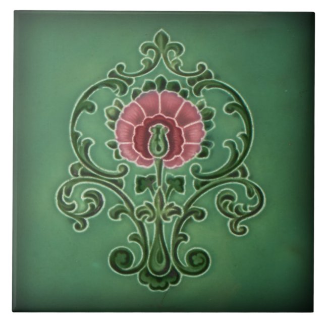 Azulejo Tile art nouveau stil dekorativ eldplak Kakelplatta (Framsidan)
