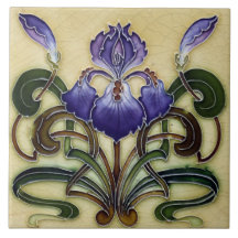 Azulejo Tile art nouveau stil dekorativ eldplak