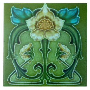 Azulejo Tile art nouveau stil dekorativ eldplak Kakelplatta