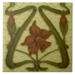 Azulejo Tile art nouveau stil dekorativ eldplak Kakelplatta