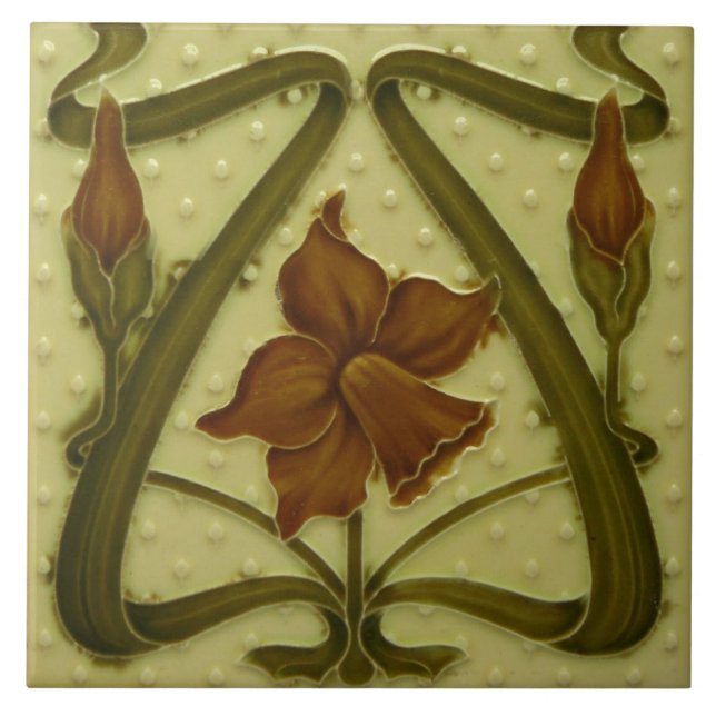Azulejo Tile art nouveau stil dekorativ eldplak Kakelplatta (Framsidan)