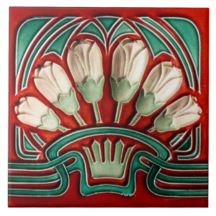 Azulejo Tile art nouveau stil dekorativ eldplak Kakelplatta